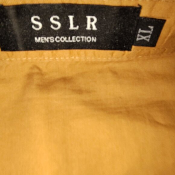 SSLR Men's Collection Size XL Blue Brown Button Up Collar Short Sleeve Shirt - Picture 2 of 6